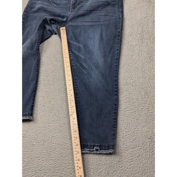 Democracy Jeans Womens 22W Ab Solution Cropped Raw Hem Frayed Stretch Blue - Picture 7 of 16